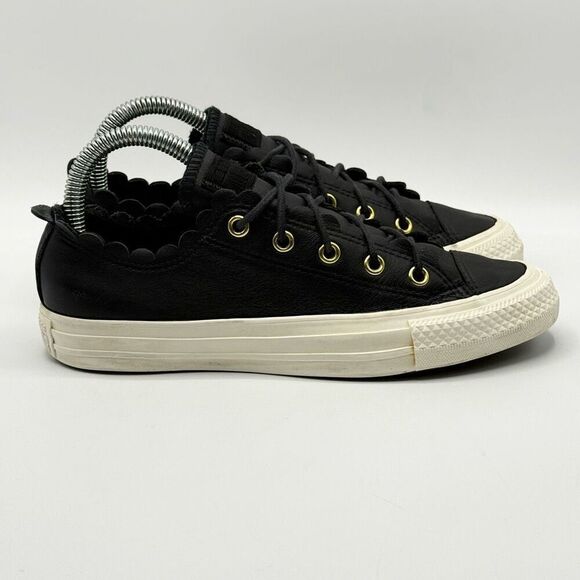 Converse CTAS Ox Frilly Thrills Black Gold Egret Lace Up Women's Shoe US Size 6 - Picture 1 of 12